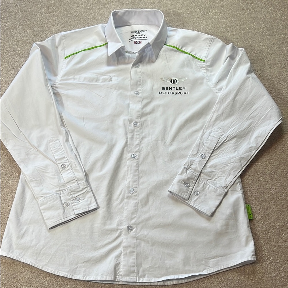 Bentley motorsports White Casual Button‎ Down Shirt with Modern Accents
